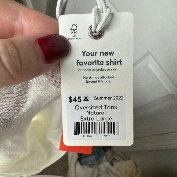 MARINE LAYER NWT Oversized Tank In Natural Hemp Blend Sheer Size XL - Picture 6 of 9